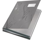 Parapheur leitz design 18 onglets rigides oeillets intercalaires porte-étiquette 340x25x240mm coloris gris