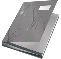 Parapheur leitz design 18 onglets rigides oeillets intercalaires porte-étiquette 340x25x240mm coloris gris