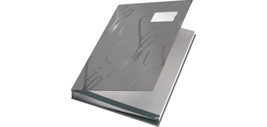 Parapheur leitz design 18 onglets rigides oeillets intercalaires porte-étiquette 340x25x240mm coloris gris