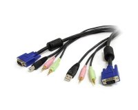 StarTech.com Cable KVM Audio y Vídeo de 1,8m Todo en Uno VGA USB A USB B HD15 Mini Jack Micrófono Altavoces - 4 en 1