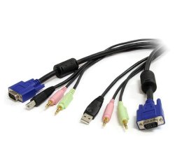 StarTech.com Cable KVM Audio y Vídeo de 1,8m Todo en Uno VGA USB A USB B HD15 Mini Jack Micrófono Altavoces - 4 en 1