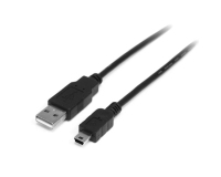 Cable USB de 2m para Cámara - 1x USB A Macho - 1x Mini USB B Macho - Adaptador Negro