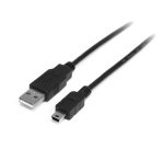 Cable USB de 2m para Cámara - 1x USB A Macho - 1x Mini USB B Macho - Adaptador Negro