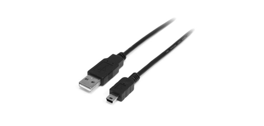 Cable USB de 2m para Cámara - 1x USB A Macho - 1x Mini USB B Macho - Adaptador Negro