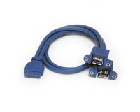 Cable Extensor 50cm 2 Puertos USB 3.0 para Montaje en Panel conexión a Placa Base - Hembra USB A