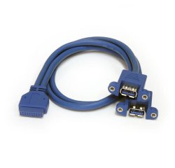 Cable Extensor 50cm 2 Puertos USB 3.0 para Montaje en Panel conexión a Placa Base - Hembra USB A