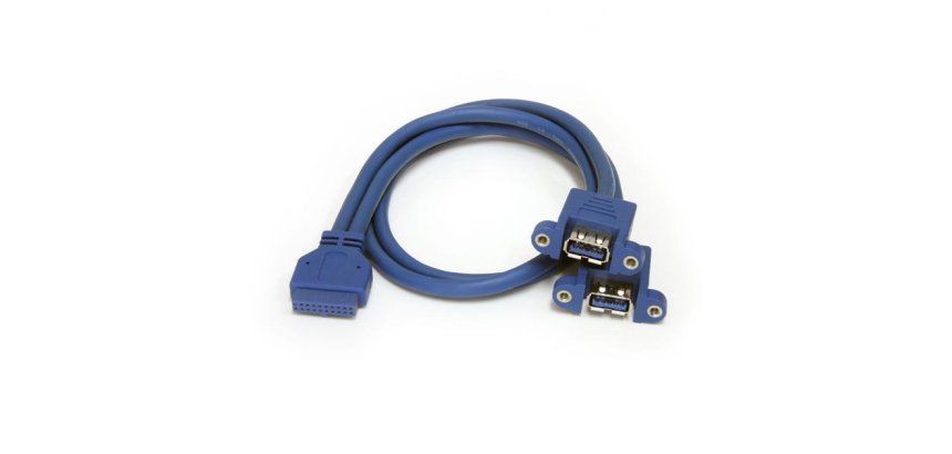 Cable Extensor 50cm 2 Puertos USB 3.0 para Montaje en Panel conexión a Placa Base - Hembra USB A
