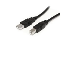 Cable USB Activo de 10m para Impresora - 1x USB A Macho - 1x USB B Macho - Adaptador Negro