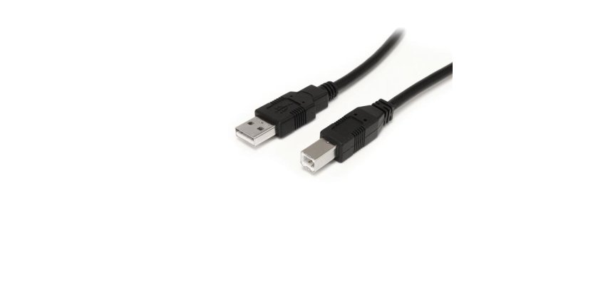 Cable USB Activo de 10m para Impresora - 1x USB A Macho - 1x USB B Macho - Adaptador Negro