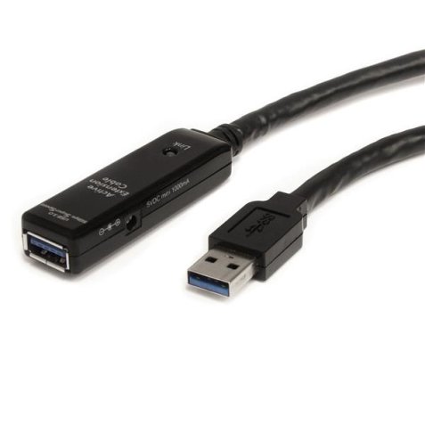 Cable Extensor Alargador USB 3.0 SuperSpeed Activo de 5m - USB A Macho a Hembra - Negro