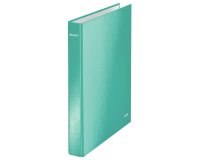 Classeur leitz wow 4 anneaux en d 25mm carton pelliculé robuste a4+ 275x40x318mm dos 40mm coloris menthe