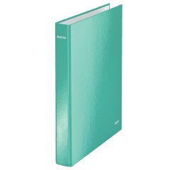 Classeur leitz wow 4 anneaux en d 25mm carton pelliculé robuste a4+ 275x40x318mm dos 40mm coloris menthe