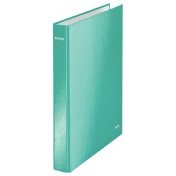 Classeur leitz wow 4 anneaux en d 25mm carton pelliculé robuste a4+ 275x40x318mm dos 40mm coloris menthe