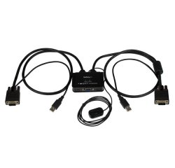 StarTech.com Switch KVM USB VGA à 2 ports - Commutateur KVM alimenté par USB avec câbles et commutateur à distance