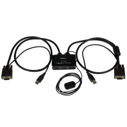 StarTech.com Switch KVM USB VGA à 2 ports - Commutateur KVM alimenté par USB avec câbles et commutateur à distance