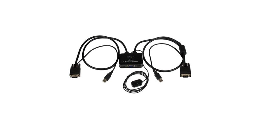 StarTech.com Switch KVM USB VGA à 2 ports - Commutateur KVM alimenté par USB avec câbles et commutateur à distance