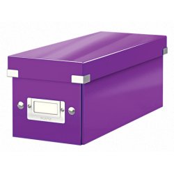 Boîte rangement cd leitz click&store carton pelliculé 143x136x352mm boutons-pression porte-étiquette coloris violet