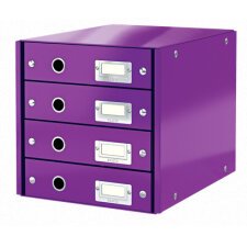 Bloc de classement 4 tiroirs Click & Store WOW, carton recouvert de PP, violet