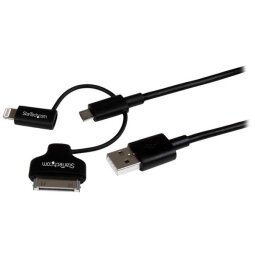 StarTech.com Cable de 1m Lightning, Dock de 30 pines o Micro USB a USB - Color Negro