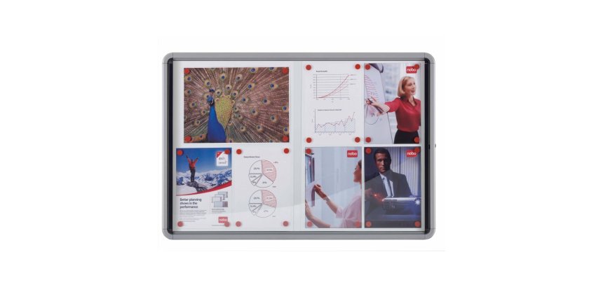Vitrine d'affichage magnétique porte coulissante Premium Plus fermeture à clé capacité 15 feuilles
