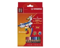 Crayon couleur stabilo trio long bois triangulaire 175mm mine large souple 4mm taille-crayons offert pochette 12u