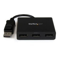 StarTech.com Hub MST de 3 Puertos DisplayPort 1.2 - Divisor Splitter DP de 3 Monitores - Adaptador DP a 2x DisplayPort 4K 30Hz 1x DisplayPort 1080 - Alimentado por USB - Windows Solamente