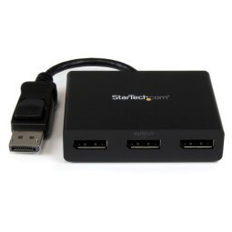 StarTech.com Hub MST de 3 Puertos DisplayPort 1.2 - Divisor Splitter DP de 3 Monitores - Adaptador DP a 2x DisplayPort 4K 30Hz 1x DisplayPort 1080 - Alimentado por USB - Windows Solamente