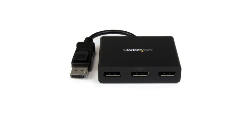 StarTech.com Hub MST de 3 Puertos DisplayPort 1.2 - Divisor Splitter DP de 3 Monitores - Adaptador DP a 2x DisplayPort 4K 30Hz 1x DisplayPort 1080 - Alimentado por USB - Windows Solamente