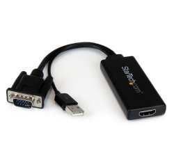 StarTech.com VGA to HDMI Adapter with USB Audio & Power – Portable VGA to HDMI Converter – 1080p