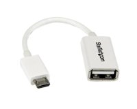 Cable Adaptador Micro USB a USB OTG Blanco de 12cm - Macho a Hembra