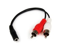 Cable Adaptador de 15cm de Audio Estéreo Mini Jack de 3,5mm Hembra a 2x RCA Macho