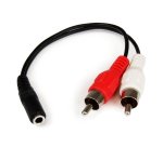 Cable Adaptador de 15cm de Audio Estéreo Mini Jack de 3,5mm Hembra a 2x RCA Macho