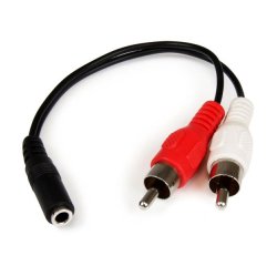 Cable Adaptador de 15cm de Audio Estéreo Mini Jack de 3,5mm Hembra a 2x RCA Macho