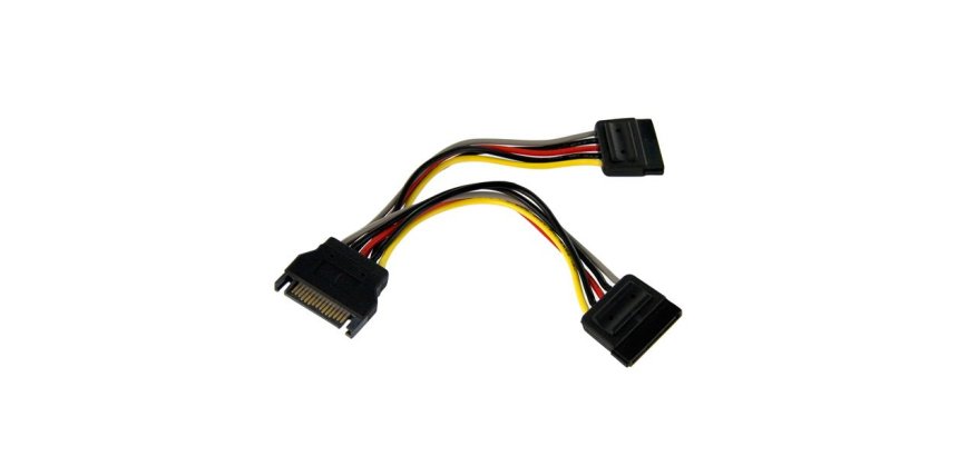 StarTech.com Cable Adaptador Bifurcador Divisor Splitter de Alimentación SATA de 0,15m - 2x Hembra