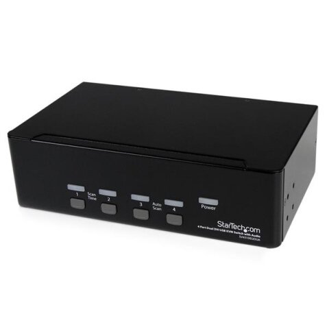 StarTech.com Switch KVM USB 2 Ecrans DVI pour 4 Ordinateurs avec Audio - Commutateur KVM