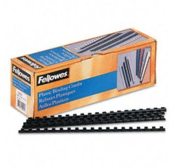 Anneau plastique à relier fellowes dos rond capacité 120f 16mm diamètre 300mm longueur coloris noir boîte 100 unités