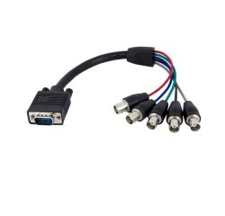 Cable de 30 cm Coaxial para Monitor HD15 VGA a 5 BNC RGBHV - Macho a Hembra