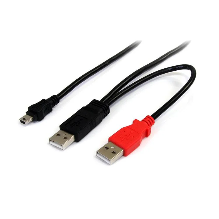 StarTech.com Câble USB 2.0 en Y de 1,8 m pour disque dur externe - 2x USB A  (M) vers 1x USB Mini B (M) sur