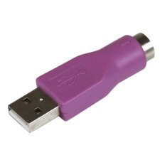Conector conversor PS/2 MiniDIN a USB para Teclado - PS/2 Hembra - USB A Macho, USB A, PS/2, Violeta