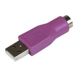 Conector conversor PS/2 MiniDIN a USB para Teclado - PS/2 Hembra - USB A Macho, USB A, PS/2, Violeta