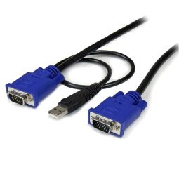 StarTech.com Cable KVM de 3m Ultra Delgado Todo en Uno VGA USB HD15 - 10ft Pies 2 en 1