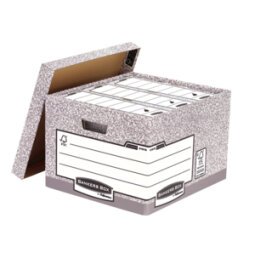 Caisse XL L38,7xh29,4xp44,5cm, montage automatique, carton recyclé Gris/Blanc