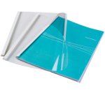 Couverture fellowes thermorelieur pré-encollée dessus pvc dessous carton blanc 33/44f épaisseur 4mm a4 boîte 100f