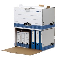 Conteneur fellowes frontal system carton ondulé capacité 6 boîtes archives 80mm ouverture frontale