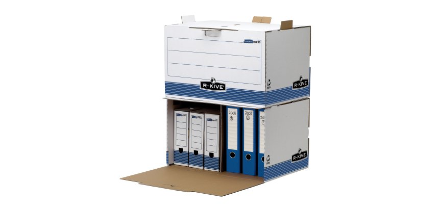 Caisse d'archives Bankers Box, blanc/bleu