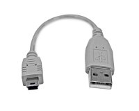 Cable USB de 15cm para Cámara - 1x USB A Macho - 1x Mini USB B Macho - Adaptador Gris