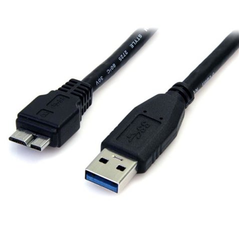 Cable 50cm USB 3.0 Super Speed SS Micro USB B Macho a USB A Macho Adaptador - Negro