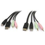 StarTech.com Cable Conmutador KVM USB DisplayPort 4 en 1 c/ Audio y Micrófono - 6 pies