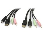 StarTech.com Câble de commutateur KVM DisplayPortUSB 4 en 1 de 1,8 m avec audio et microphone