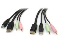 StarTech.com Câble de commutateur KVM DisplayPort USB 4 en 1 de 1,8 m avec audio et microphone